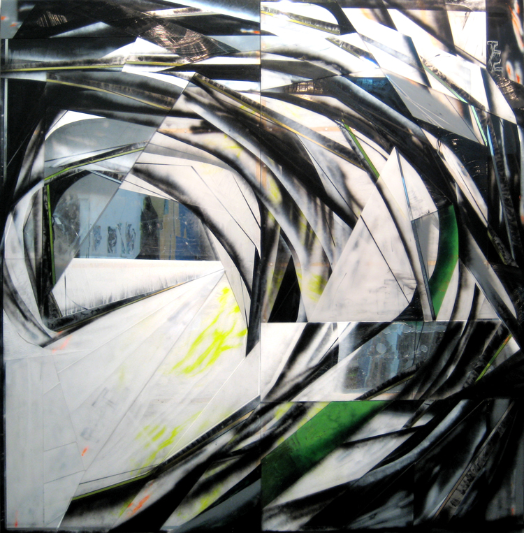 the-third-eyenebula-version The Third Eye (Nebula Version), 2009, 84 x 84 inches, acrylic, collage, broken mirror, spray enamel and Plexiglas